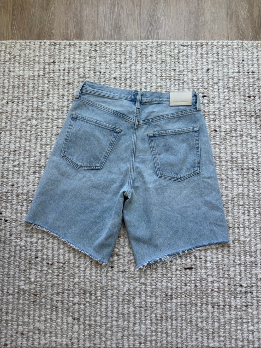 Citizens of Humanity Ayla Shorts 28 High Rise Longline Denim Raw Hem Blue - Picture 6 of 6